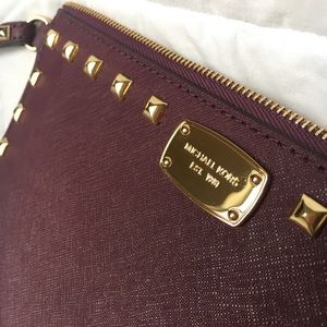 Michael Kors Saffiano Studded Clutch